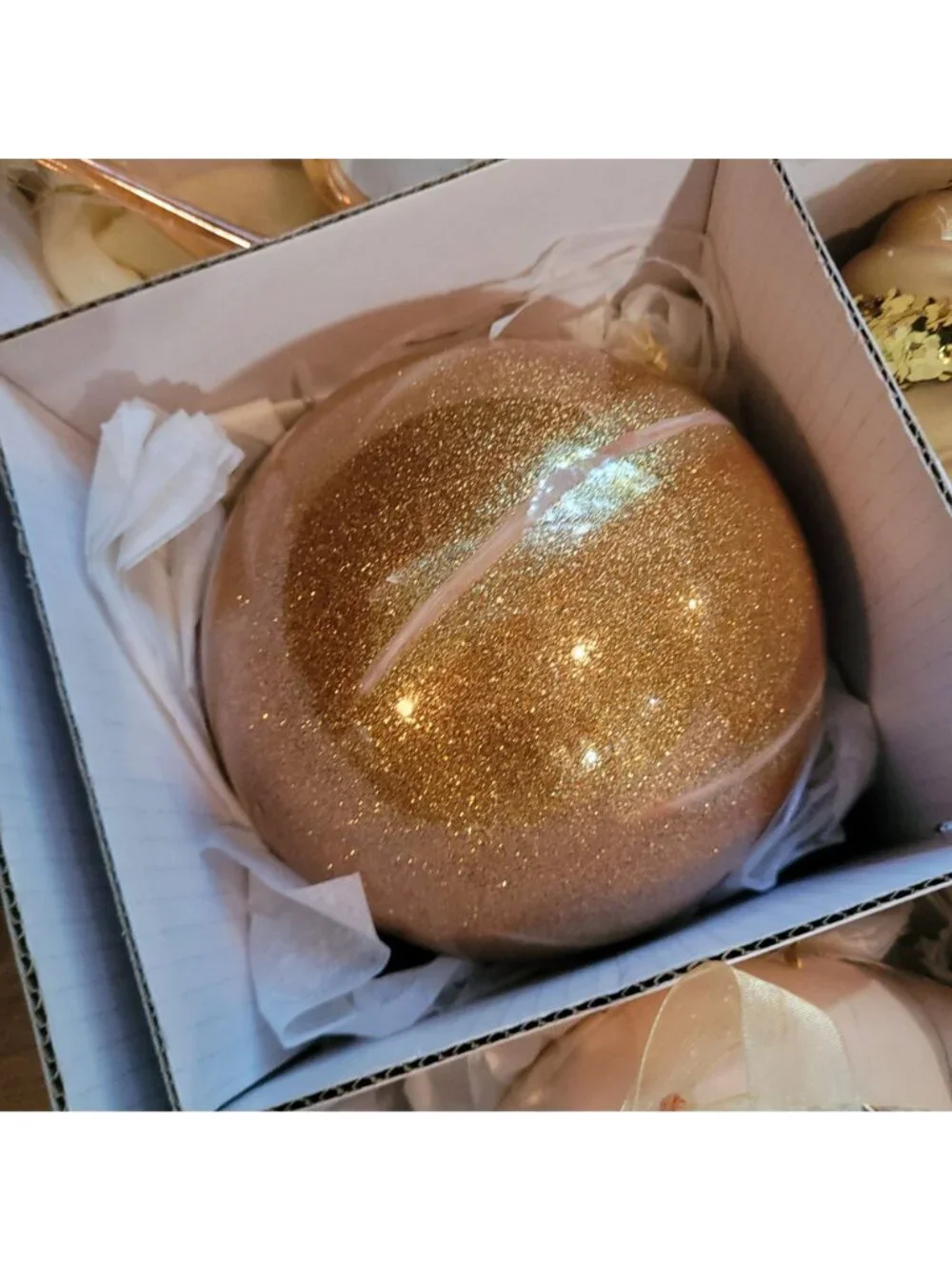 Frontgate Christmas Ornament 15 Pc Gold Glass Glitter Baubles Finial Teardrop